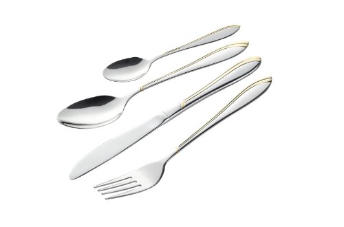 Karcher 120797 Besteck Set Savoy - hochwertiges 72-teiliges Edelstahl Besteck Set dekorvergoldet in exklusivem Attach&eacute;koffer mit Zahlenschloss