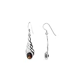 Sterling Silver Garnet Cubic Zirconia Celtic Knot French Ear Wire Hook Dangle Earrrings