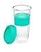 Sun's Tea 12oz 3-piece Strong Double Wall Glass Tea Tumbler (Travel Mug) with Strainer (flat top lid)