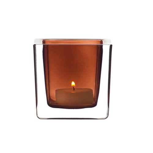 Leonardo 97858 Tischlicht, 8cm, braun Cube, 2er Set
