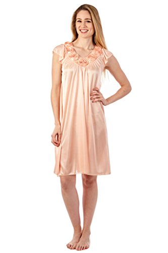 Women Silk Cap Sleeve Lingerie Nightgown