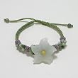 Hand-knotted Carved Flower Jade Bracelet - Adjustable Cord