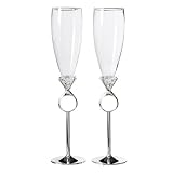 Diamond Ring Champagne Flutes Set of 2