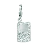 14K WG 1/10ct HI Diamond MP3 Player Spring Ring Charm