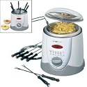 Clatronic FFR 2916 Mini-Fritteuse mit Fondue 09l 840 W weiß-beige