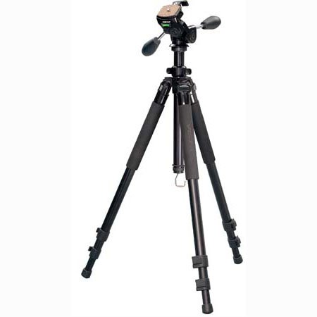 Vista Attaras Grounder Tripod with FZ-10 3 Way Head, Supports 9 lbs, Extends 11" - 63".