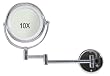 Lighted Fluorescent Wall Mount Double Sided 10X Magnifying Makeup Mirror in Chrome.