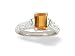 14K White Gold Genuine Emerald-cut Citrine and Diamond Ring