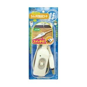 【クリックで詳細表示】ELPA スイッチ付延長コード(1個口 0.5m) W-S1005B-W