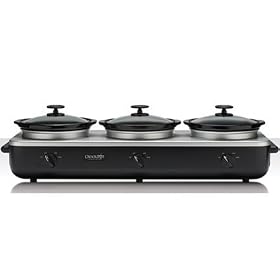 Crock Pot SCRBC909-BS 3-3qt Trio Slow Cooker Buffet Server Black SS by Crock Pot Trio Cook & Serve