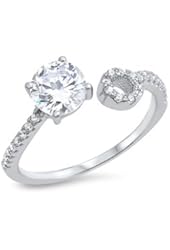 Sterling Silver CZ Simulated Diamond Round Center Split 10MM Ring