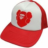 「Size【フリー】A BATHING APE(ア ベイシング エイプ) APEｘKAWS　クロスボーンメッシュキャップ【レッド】【新品】」の画像
