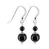 Sterling Silver Black Onyx Beads Earrings Made with Swarovski Elements