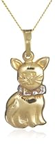 9ct Two Tone Gold AMP334736 Ladies Cat Pendant & 18" Chain