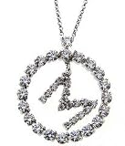 Sterling Silver CZ Initial Pendant 