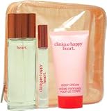 Happy Heart by Clinique for Women With A Happy Heart 4 Piece Set Includes: 1.7 oz Perfume Spray + 2.5 oz Body Cream + 0.2 oz Perfume Roll-On + Cosmetic Bag