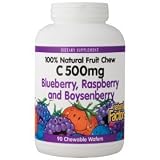 Natural Factors - C 500 Natural Fruit Chews Blueb/Rasp/Boysenberry, 500 mg, 90 wafers