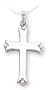 14k White Gold Polished Cross w/ Beaded Ends on 18" White Gold Chain