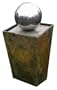 Slate Pillar Indoor Outdoor Fountain with Stainless Steel Modern Globe 31 Inch With Pebbles