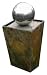 Smart Solar Slate Pillar with Stainless Globe 31 Inch  With Pebbles
