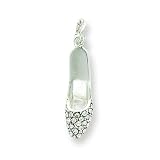 Sterling Silver CZ (Cubic Zirconia) High Heel Shoe Charm with 20 inch Sterling Silver Chain