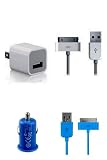 Newest!!! - Blue Belkin Micro Auto Car Charger with Charge Sync Cable for (Verizon Sprint Att) Iphone 4s 4 + Apple A1265 USB Power Adapter (Oem) Charger Cube (Mb352ll + Ma591g) for Apple Iphone 4s , Ipod, Touch 3gs 4 ALL in Eco-friendly Package