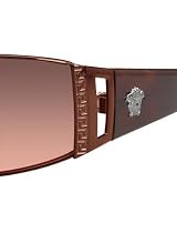 VERSACE 2021 100/66U DARK BROWN/BROWN MIRROR SILVER GRADIENT METAL SUNGLASSES