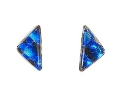 Earrings - XE-5 - Genuine Handmade Dichroic Glass Earrings - Post Style - Triangle Shape ~ All Findings are made of .925 Sterling Silver