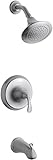 KOHLER K-T10275-4-G Forte Rite-Temp Pressure-Balancing Bath and Shower Faucet Trim, Brushed Chrome [