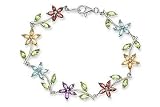 8 3/4 Carat Multi-Gemstone Sterling Silver Flower Bracelet