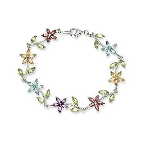 8 3 4 Carat Multi-Gemstone Sterling Silver Flower Bracelet by Ice.com
