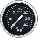 FARIA CHESAPEAKE SS BLACK MARINE INSTRUMENTS WATER PRESSURE GAUGE KITStyle: 30 PSI