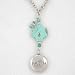 Round FAITH Pendant in Karen Hill Tribe Silver with Turquoise Gemstone Cross and Accent Beads on a 35" Karen Hill Tribe Silver Hand Made Rolo Chain 35" Long Necklace, #7936