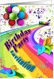 Birthday Invitation - Balloons - Paint Roller - Splattered Paint - Spin Wheels Card