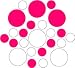 Set of 30 - White / Hot Pink Circles Polka Dots Vinyl Wall Graphic Decals Stickers