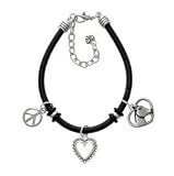 Heart with Horse Head Black Rubber Peace Love Charm Bracelet [Jewelry]