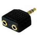 Wired--up Gold Plated 3.5mm Jack Splitter Adapter - Black