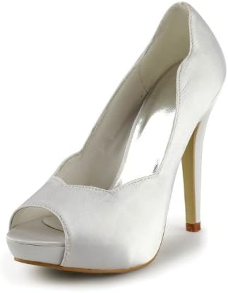 Minitoo TH13130 Womens Stiletto High Heel Ivory Satin Sexy Platform Evening Parting Bridal Wedding Dress Sandals 7 M US