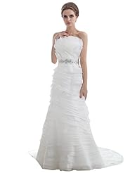 Strapless Mermaid Natural   Waistline Organza Lace Beaded Gathered Floor Length  Dress