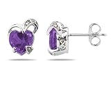 1.50CTW Heart Shape Amethyst & Diamond Earrings in 14K White Gold