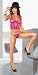 Womens XLG (12-14)- Magic Silk Fuschia Corset & G-String Set