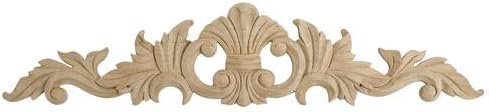3-7/8 in. x 18-1/4 in. x 1/2 in. Unfinished Hand Carved North American Solid Alder Wood Onlay Acanthus Wood Applique