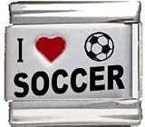 Clearly Charming I Heart Soccer Red Heart Laser Italian Charm