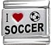 Jewelry : Clearly Charming I Heart Soccer Red Heart Laser Italian Charm