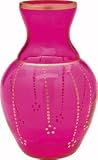 Fuchsia Pink 5-Inch Small Gilded Glass Vase (vertical accents)