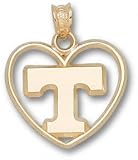 Tennessee Volunteers Solid 10K Gold ''T'' Heart Pendant