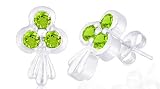 Round Cut Peridot Three Stone Earrings Sterling Silver