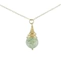 14K Gold on Silver Prehnite Bead Necklace - 18"