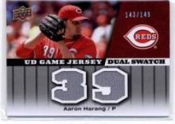 2009 Upper Deck UD Game Jersey Dual #JG-AH Aaron Harang - Cincinnati Reds (Piece of Authentic Game Used Jersey - Serial #'d to 149) (Baseball Cards)