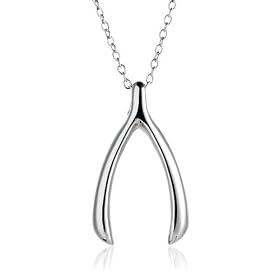 Bling Jewelry Sterling Silver Wishbone Pendant Necklace Chain 16"